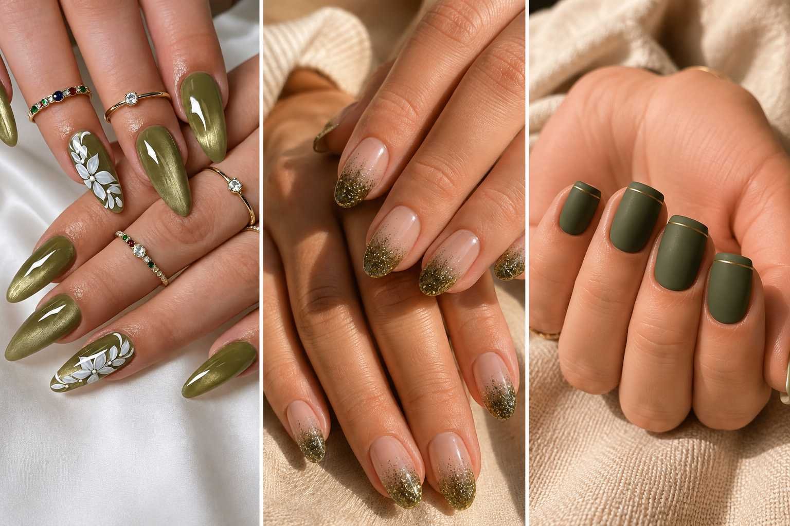 17 Olive Green Nail Ideas for a Moody September Manicure
