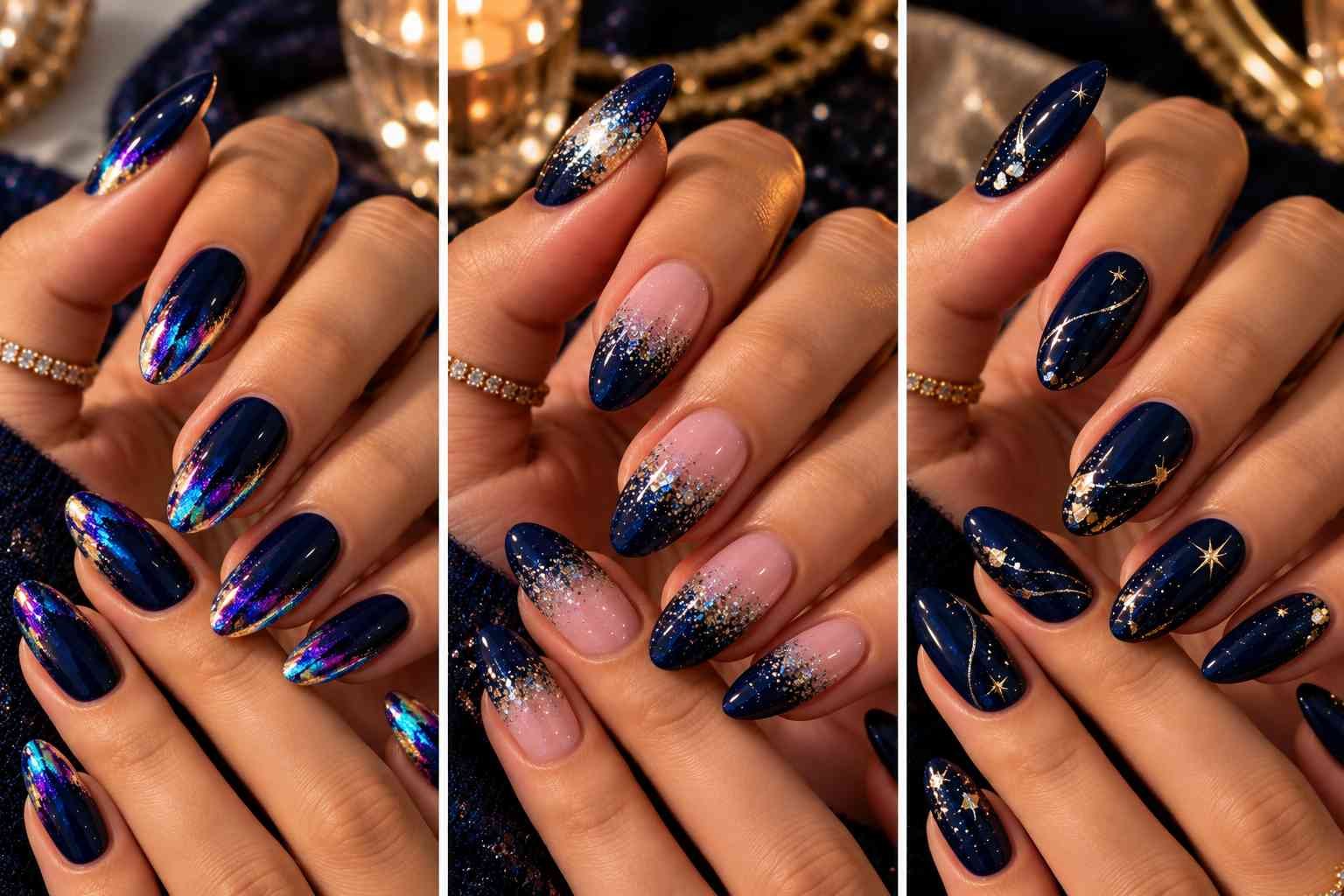 navy blue hoco nails